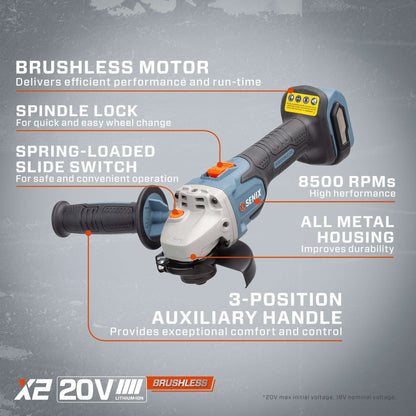 X2 20V Max Cordless Angle Grinder - Tool Only | Power Tools | SENIX Tools