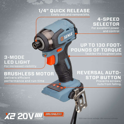 X2 20V Max Cordless Impact Screw Driver | Power Tools | SENIX Tools