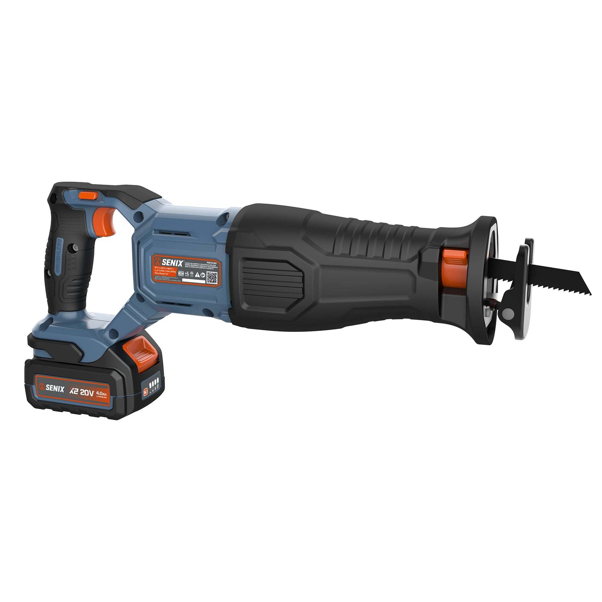 X2 20V Max* Cordless Reciprocating Saw, Brushless (4.0 Ah Battery & Ch | Power Tools | X2 20V Max* Cordless Reciprocating Saw | SENIX Tools