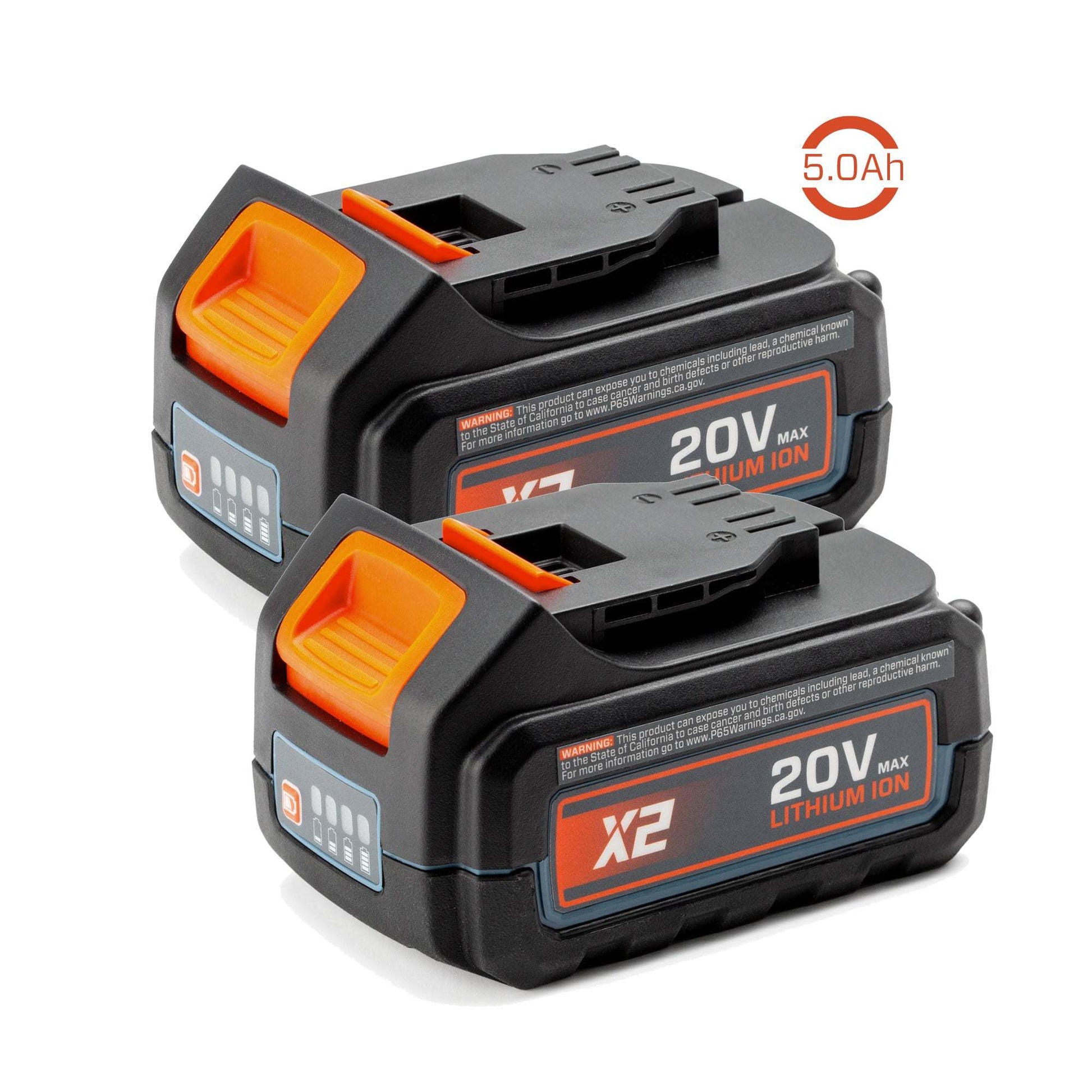 X2 20V Max* 5.0Ah Lithium-Ion Batteries, 2pk, S2K0B2-03 | Batteries | SENIX Tools
