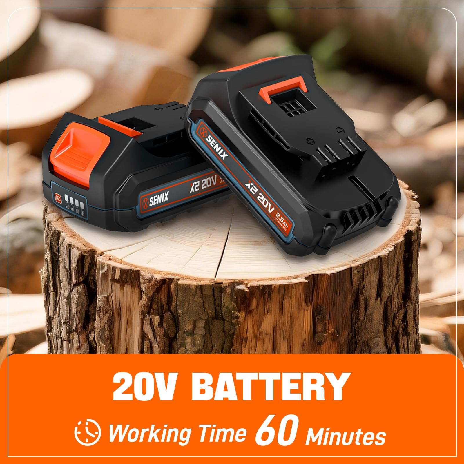 X2 20V Max* 10" Cordless Chainsaw, Brushless (2.5 Ah Battery & Charger | Chainsaws | X2 20V Max 10" Cordless Chainsaw | SENIX Tools